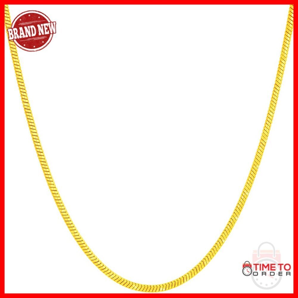 24k Gold Plated Snake Chain Necklace 20 Inches Lobster Clasp